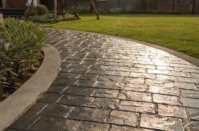 Stamped concrete driveway